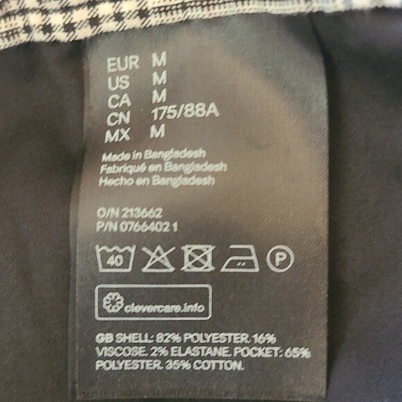 H & M Black & White Dogtooth Plaid Drawstring Pants Size M - Picture 9 of 9